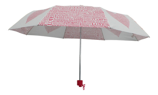 Ladies Mini Compact Folding Umbrella / Valentine Pink Heart Umbrella
