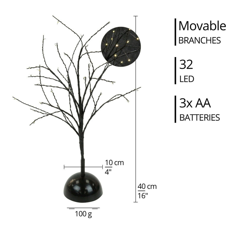 32 LED Christmas Tree Light Up Black Rose Gold Twig Tree Easter Home Decorations