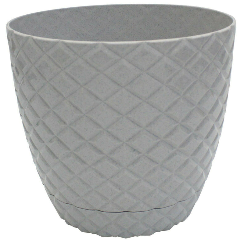 Grey Diamond Cut Modern Large Plant Pot Indoor / Outdoor 5.6 Litre Planter