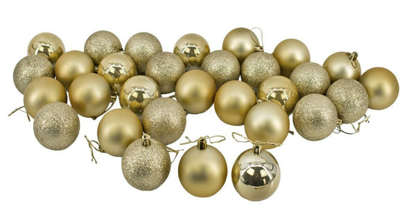 Gold Baubles Bulk Pack Christmas Tree Decoration Assorted Shiny Matt Glitter 6cm