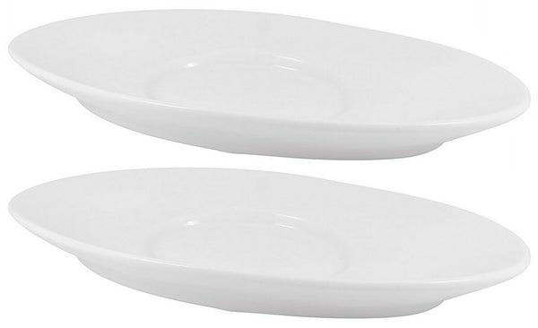 Set of 2 White Porcelain Serving Tray Oval Food Serving Plate Sweets Dish 21cm