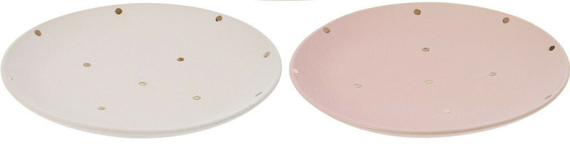 21cm Dinner Plate Stoneware Plate With Gold Dots White & Pink