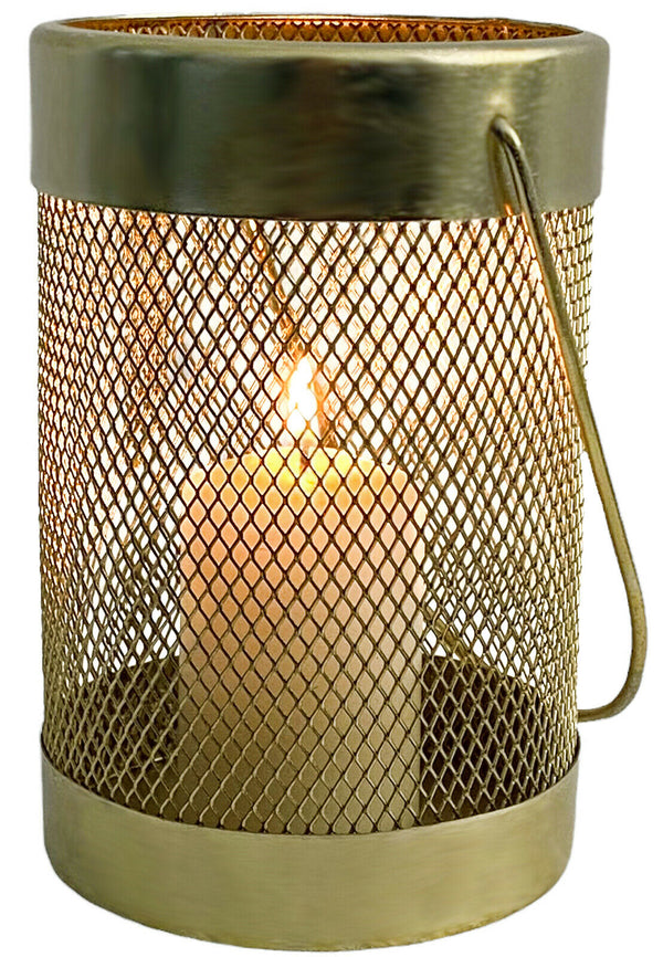 Lantern Candle Holder Large Pillar Candle Gold Indoor Outdoor Tealight Holder