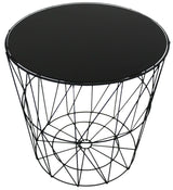 Set Of 3 Side Tables Nesting Coffee Tables Black With Black Glass Top