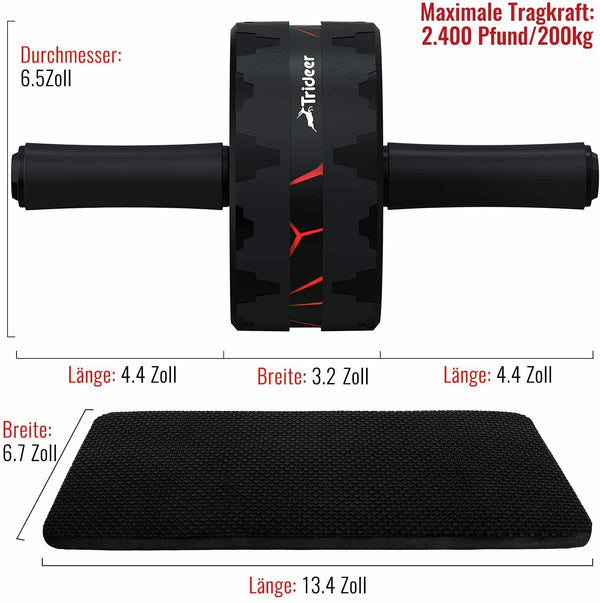 Trideer Ab Roller Home Gym Equipment Exercise Abdominal Wheel Trainer & Knee Mat