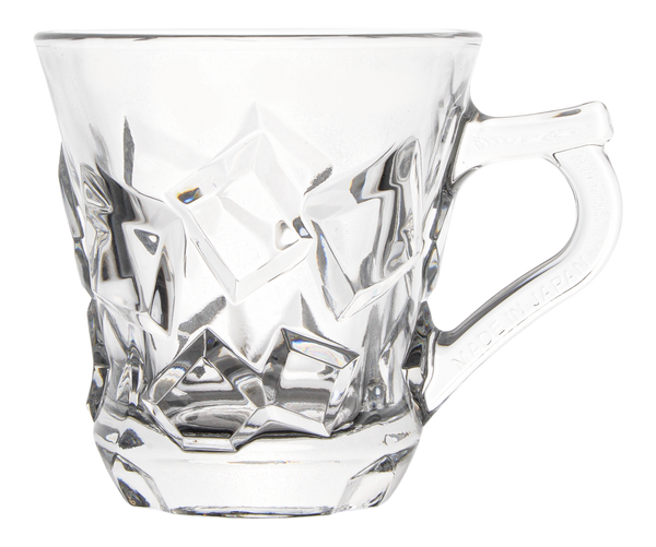 Set Of 6 Crystal Tea Mugs Glass Embossed Tea Coffee 180ml Mugs In Gift Box