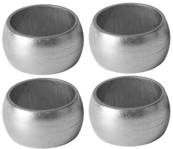 Set of 4 Plastic Napkin Rings Silver Round Serviette Rings For Christmas Wedding