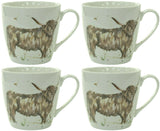 Set Of 4 Leonardo Collection Jumbo China Mug Gift Boxed Country Cow Theme 500ml