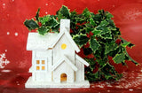 Wooden Christmas House - White Glittery Light Up Lounge Dining Room Window Foyer