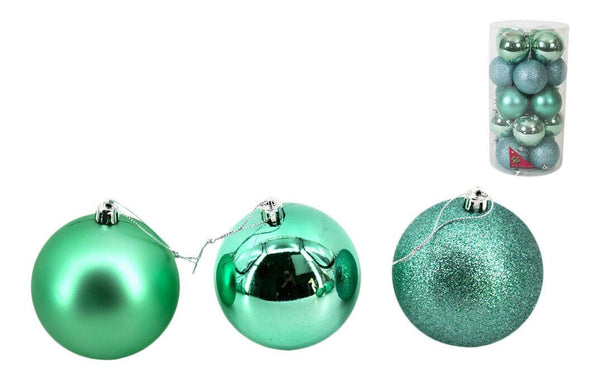 Turquoise Baubles Bulk Pack Christmas Decoration Assorted Shiny Matt Glitter 8cm