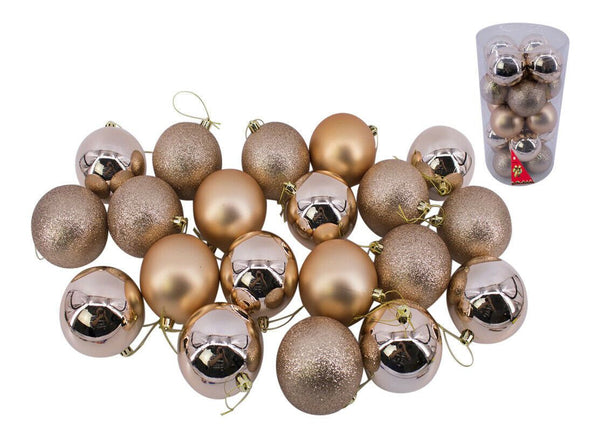 Rose Gold Baubles Bulk Pack Christmas Decoration Assorted Shiny Matt Glitter 8cm