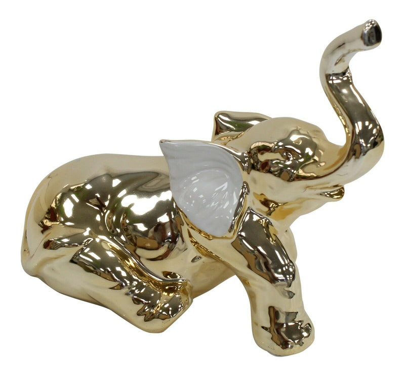 Straits Collection Gold Natural World Elephant Figurine 20cm Trunk Up