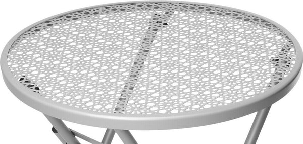 Rammento 72x62cm Folding Metal Garden Bistro Table Grey Small Round Coffee Table