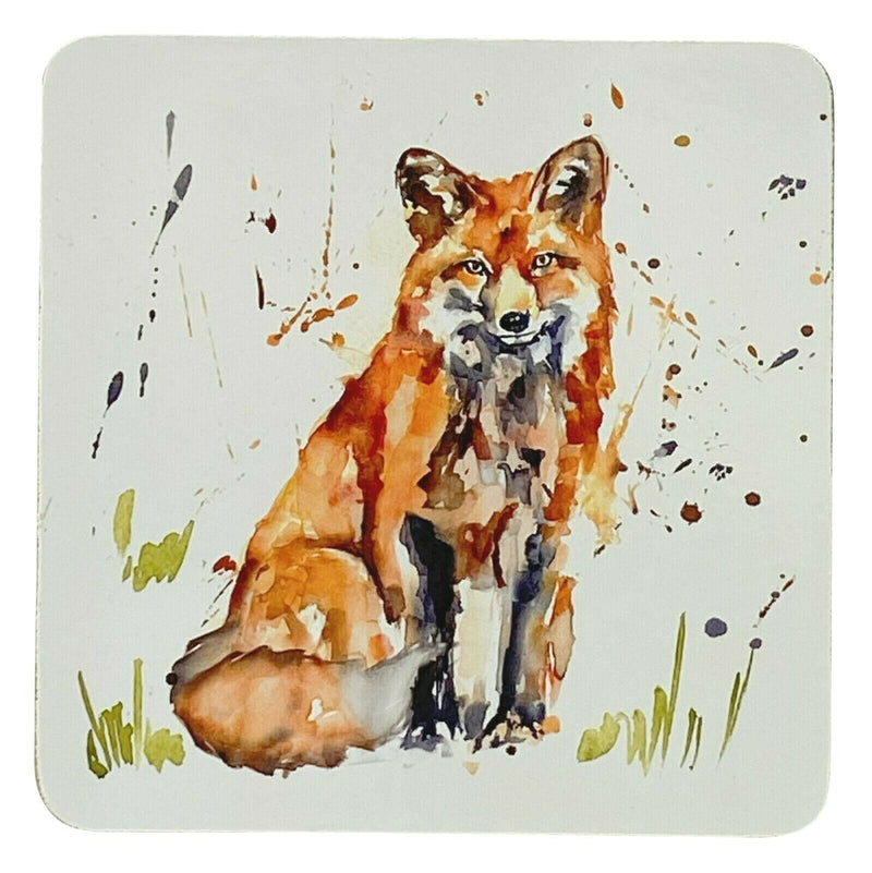 Set Of 4 Leonardo Fine China Large Mugs & Coaster Gift Set Country Fox Theme