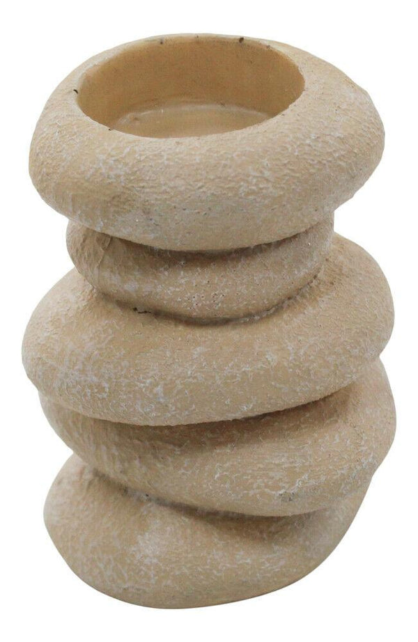 Set of 2 Tealight Holders Stone Stack Table Decoration Home Decor Candle Holder