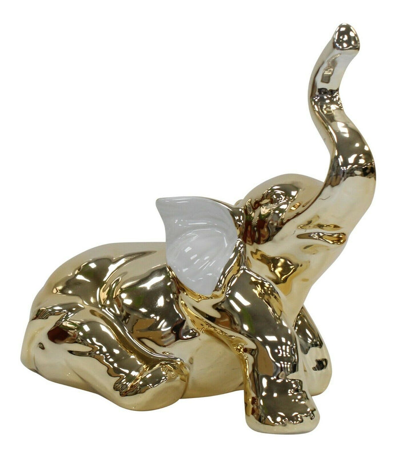 Straits Collection Gold Natural World Elephant Figurine 20cm Trunk Up