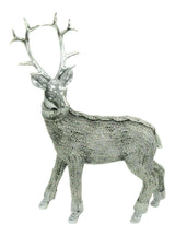 Silver Deer Figurine Polyresin Modern Textured Animal Statue Home Decor Ornament