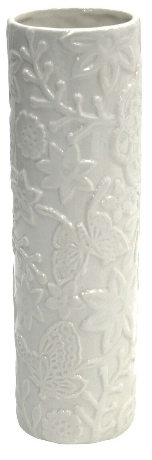 25cm Tall Ceramic Cylinder Vase Flower Vase With Floral Décor