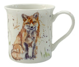 Set Of 4 Leonardo Fine China Large Mugs & Coaster Gift Set Country Fox Theme