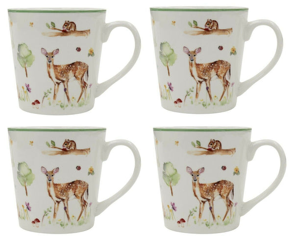 Set of 4 Leonardo Collection Fine China Coffee Woodlands Wildlife Mugs 350ml