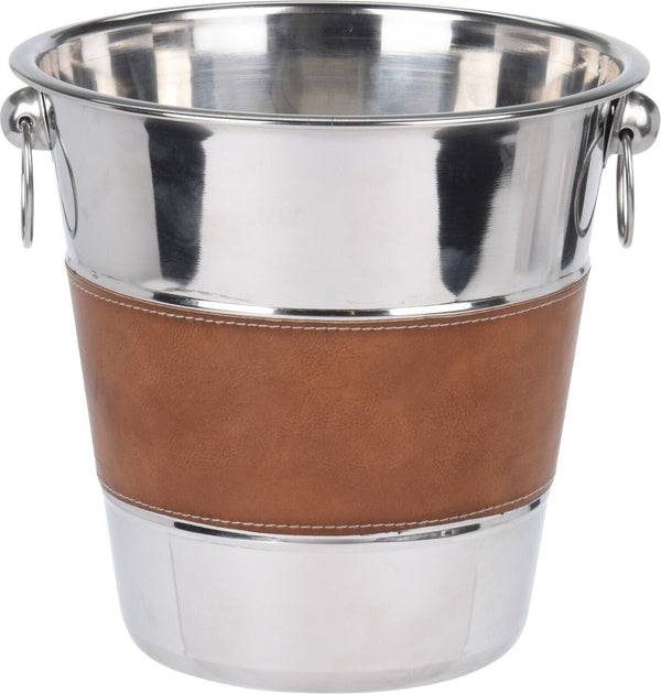 5 Litre Champagne Bucket Stainless Steel Large Ice Bucket Wine Faux Leather