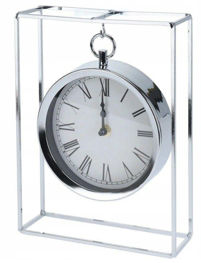 26cm Silver Mantel Clock with Battery Powered Analogue Display Home Accessories