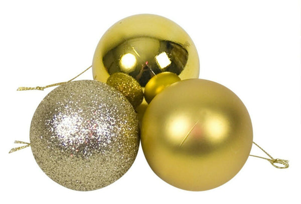 Rammento 20 Pack 8cm Gold Christmas Baubles Shiny, Matt & Glitter Tree Ornaments