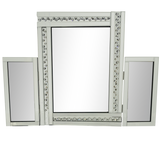 Large Dressing Table Mirror 3-Part Elegant Vanity Mirror Diamond Detail 62cm