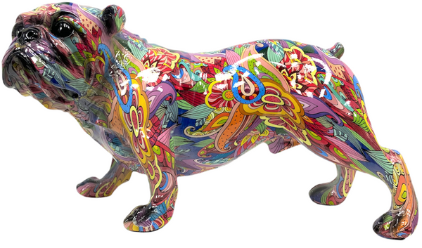 Groovy Art Bulldog Large Resin Ornament Multicoloured Dog Figurine Home Décor