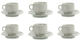 Set of 6 White Round Porcelain Cups & Saucer Set Coffee & Tea Mugs 200ml