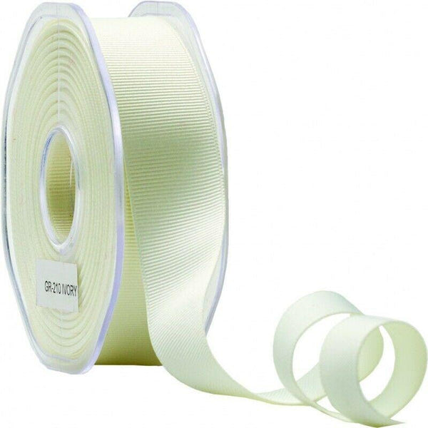 25mm Ivory Grosgrain Ribbon 20 Meter Reel Rippled Design 1 Inch Ribbon