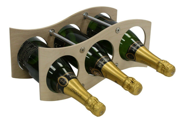 3 Bottle Wave Modular Wood WIne Rack