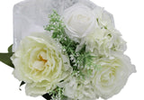 Fake Flowers Bunch Artificial Flower Bunch Bouquet White Rose & Dahlia Bouquet