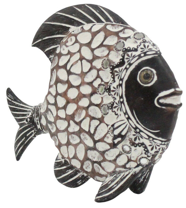 22cm Beautiful Centerpiece Brown White Fish Intricate Detail Sculpture Figurine