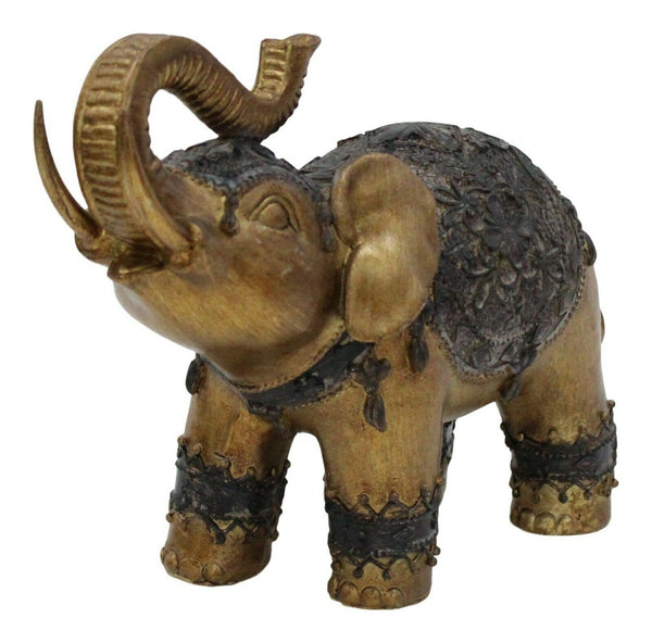 Geri Collection Out Of Africa Jungle Rustic Gold Elephant Figurine Ornament