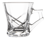 Set Of 6 Crystal Tea Mugs Glass Tea Coffee 180ml Mugs With Handles In Gift Box