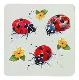 Set Of 4 Leonardo Fine China Large Mug & Coaster Gift Set Country Ladybird Theme