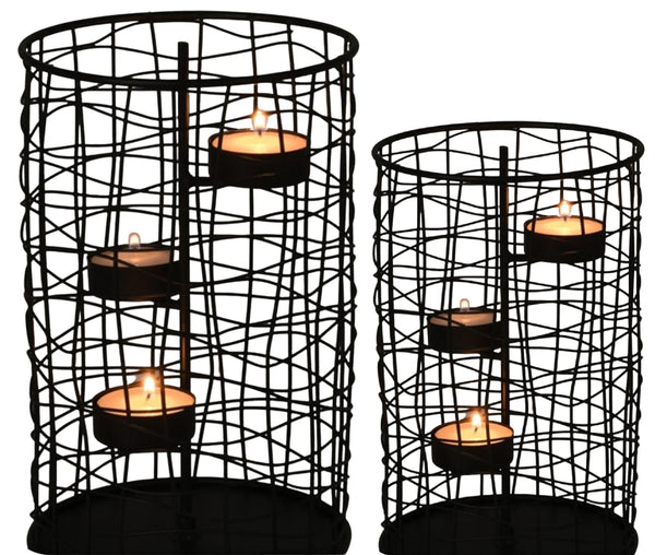 6 Tealight Candle Holder Display Candle Holder Lantern Black Metal Tea Light