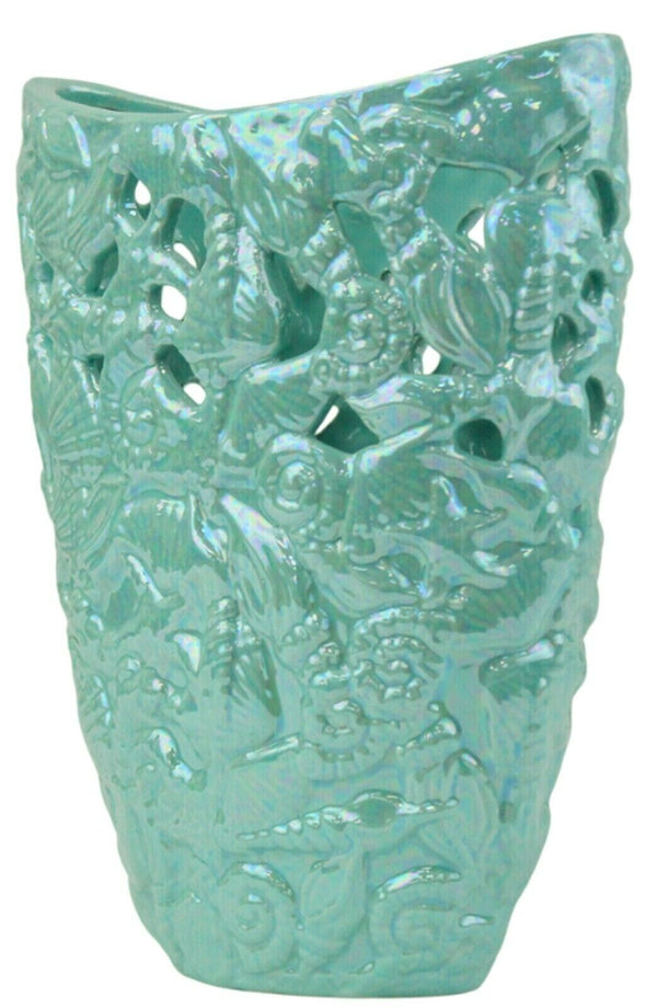 26cm Turquoise Shiny Decorative - Flower Vase With Holes Modern Home Decoration