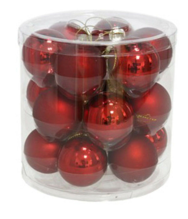 Red Baubles 18 Pack Christmas Tree Home Decoration Party Assorted Shiny Matt 4cm