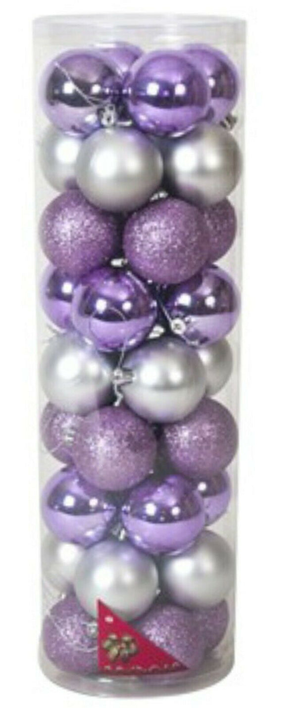 Purple Baubles Bulk Pack Christmas Decoration Assorted Shiny Matt Glitter 6cm