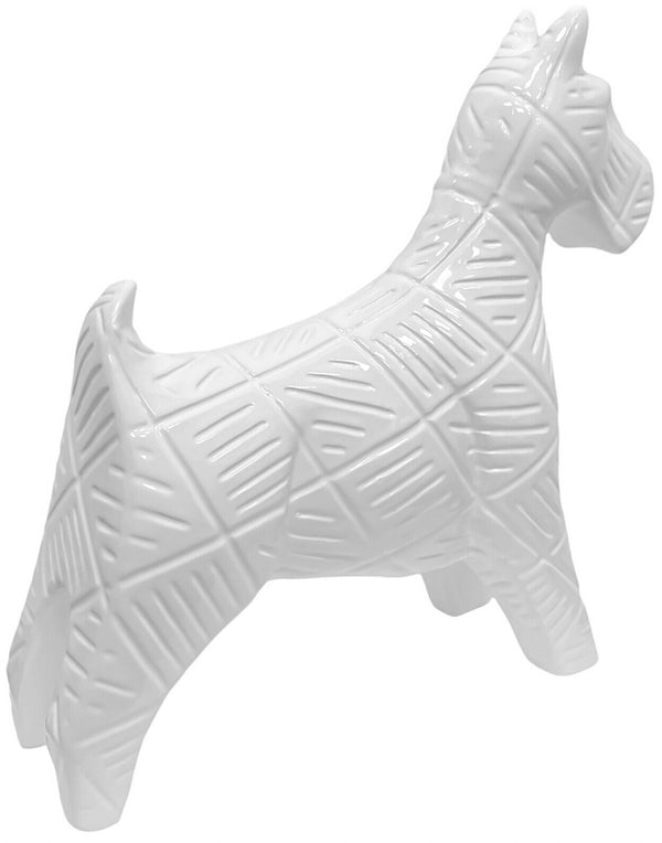 Terrier Dog Figurine Modern Ceramic Animal Sculpture Shelf Decor Ornament White