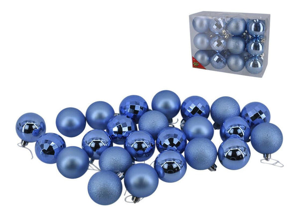 Blue Baubles Bulk Pack Christmas Tree Home Decoration Assorted Shiny Matt 8cm