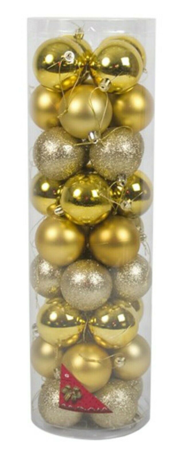 Gold Baubles Bulk Pack Christmas Tree Decoration Assorted Shiny Matt Glitter 6cm