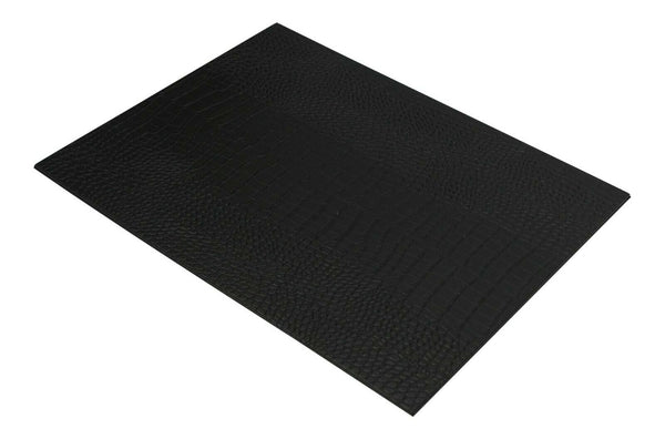 Set of 4 Large Black Faux Leather Placemats Double Sided Croc & Smooth 40x30cm