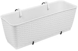 50cm Outdoor Plastic Plant Trough, White Wicker Effect 12L UV Resistant