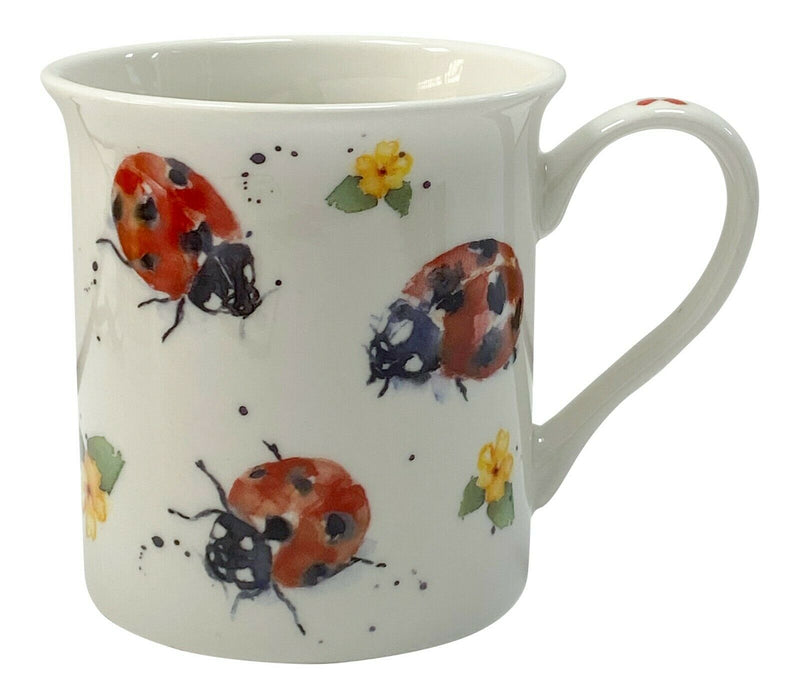 Set Of 4 Leonardo Fine China Large Mug & Coaster Gift Set Country Ladybird Theme