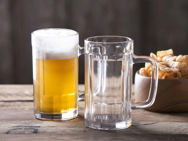 Set of 2 CoK Large Beer Glasses Tankards Solid Glass 480ml Beer Mugs