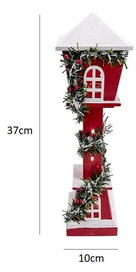 LED Christmas Ornament Lightup Lantern Winter Display Festive Wooden Snow House