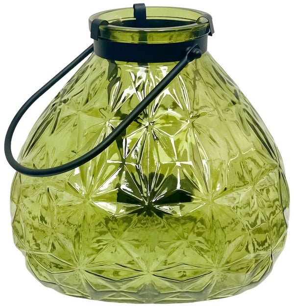 LARGE Glass Candle Lantern With Handle Set Of 2 Tealight Pillar Candle Holders